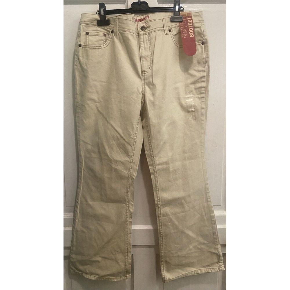 Faded Glory Boot Cut Khaki Jeans‎ Pants Women's Size 14 Petite Stretch Jeans NWT